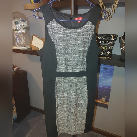 Elle Black and White Dress With Stretch, Size 12 - Picture 1 of 7